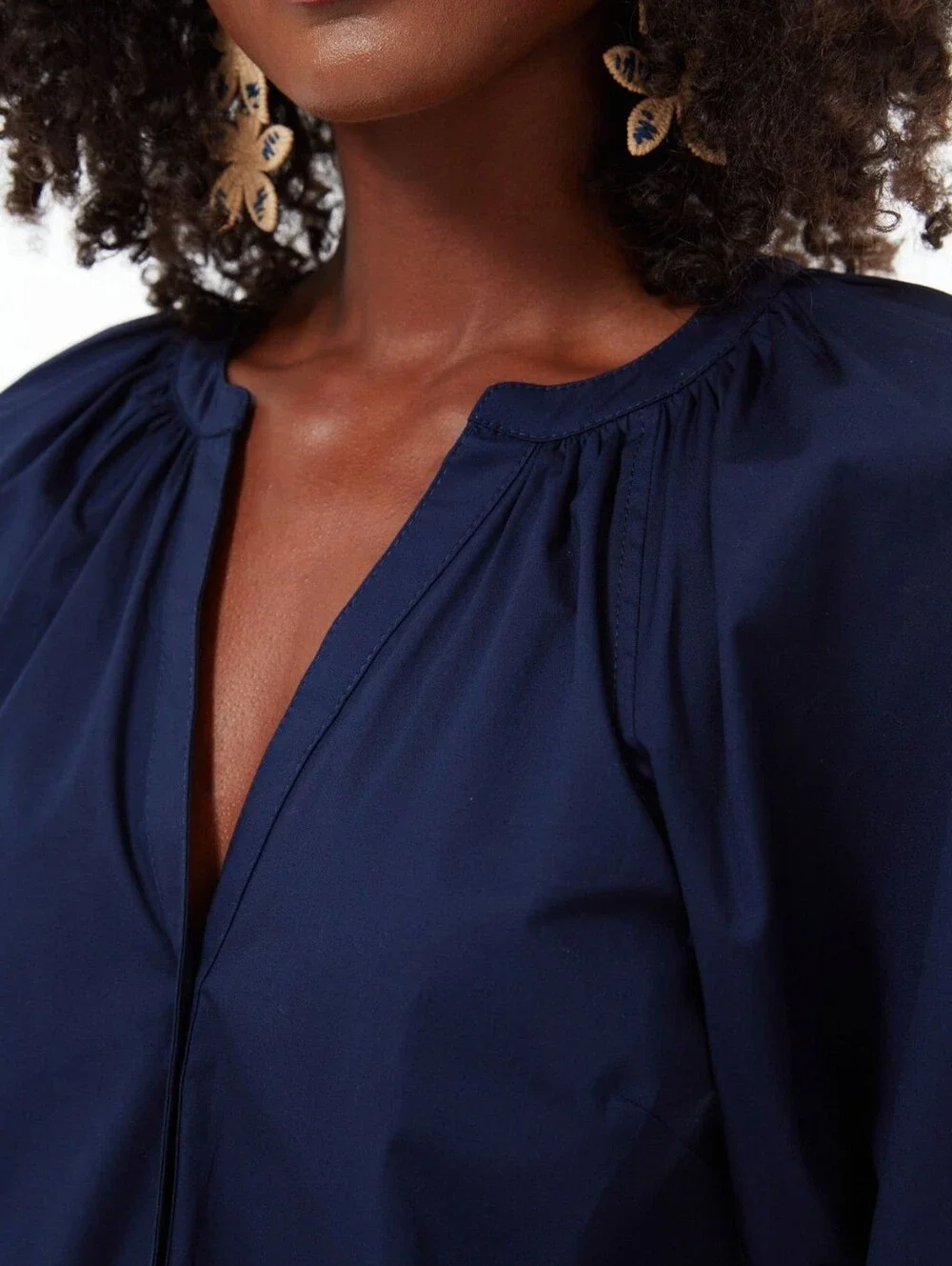 Staud New Dill Top In Navy Size Small Cotton Poplin